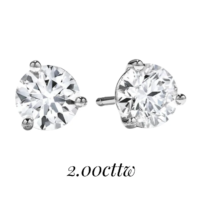 Hearts on Fire 2.01cttw I/J VS-SI Martini Prong Diamond Stud Earrings