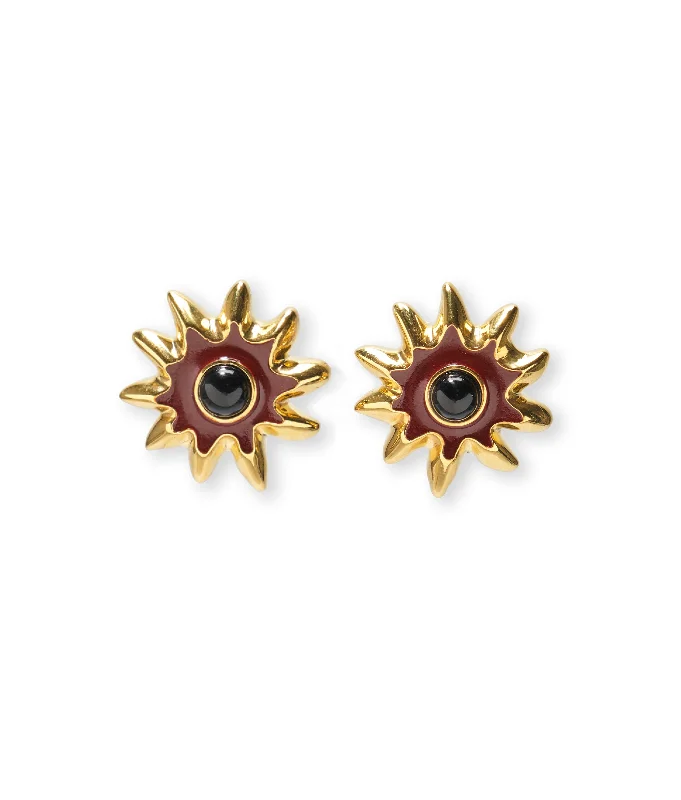 Helios Stud Earrings in Burgundy