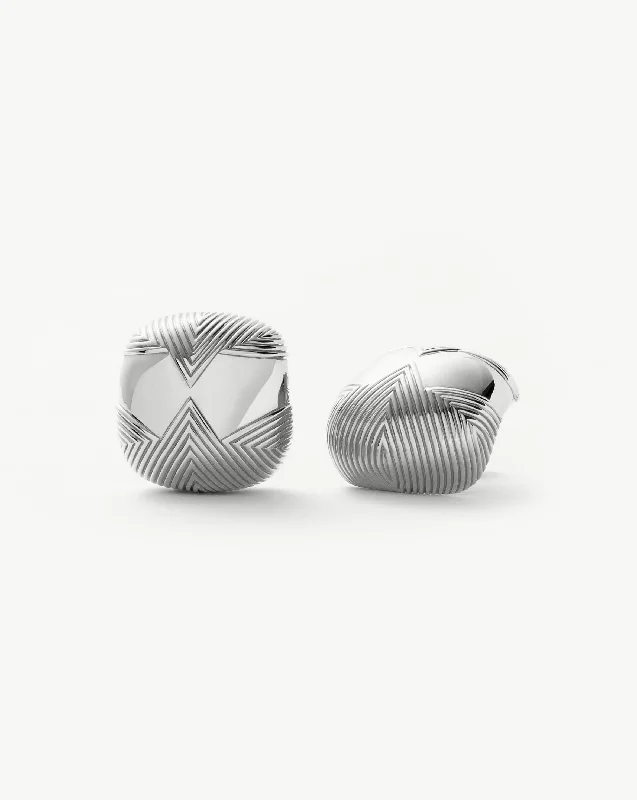 Hera Oversized Dome Ridge Stud Earrings | Silver Plated