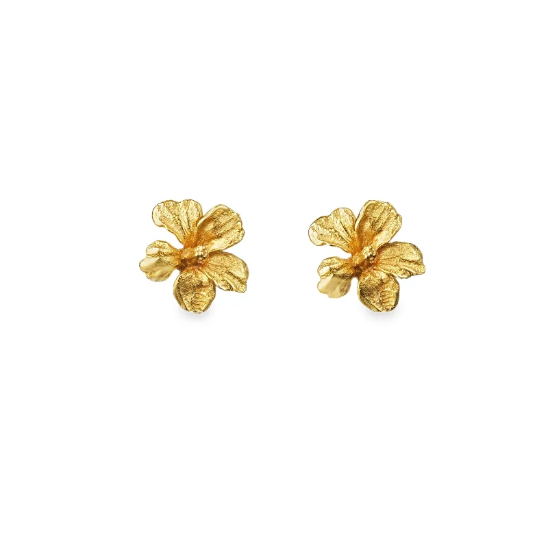 Gold Hibiscus Sweet Nectar Stud Earrings