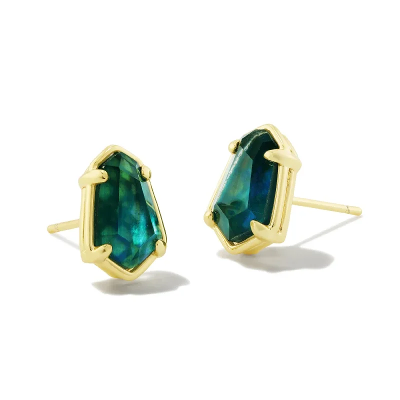 Kendra Scott | Alexandria Stud Earrings Gold Teal Green Illusion