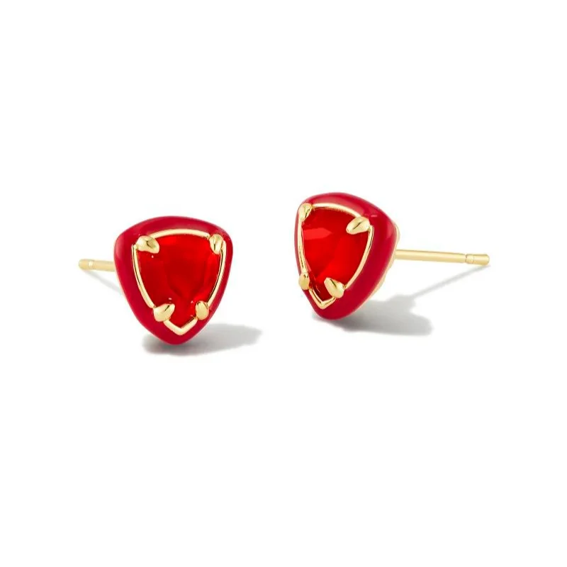 Kendra Scott | Arden Gold Enamel Framed Stud Earrings in Red Illusion