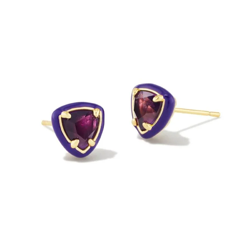 Kendra Scott | Arden Gold Enamel Framed Stud Earrings in Amethyst Illusion