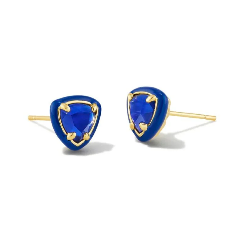 Kendra Scott | Arden Gold Enamel Framed Stud Earrings in Cobalt Illusion