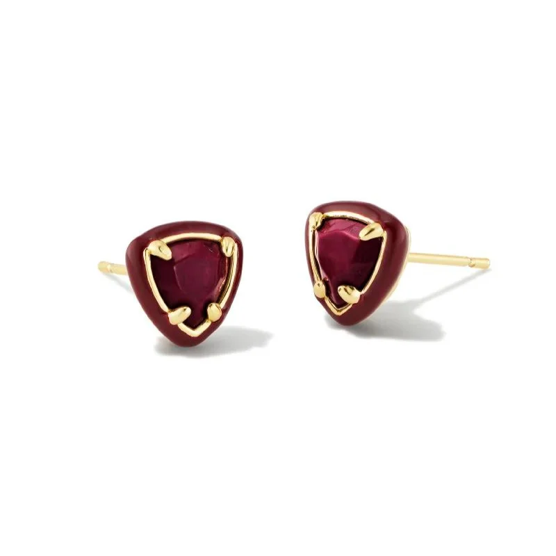 Kendra Scott | Arden Gold Enamel Framed Stud Earrings in Maroon Magnesite