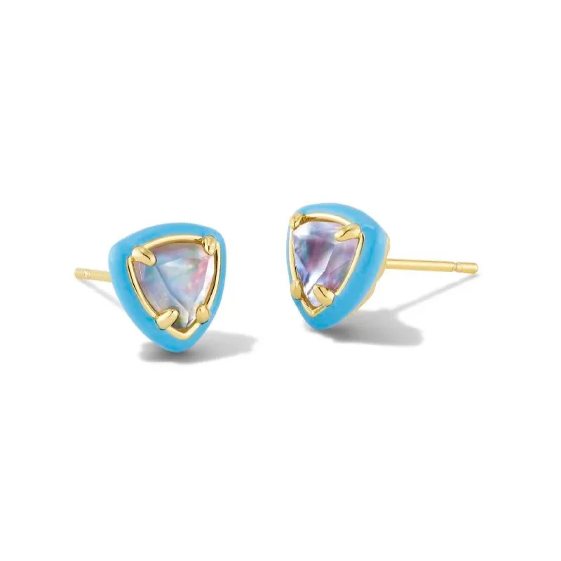 Kendra Scott | Arden Gold Enamel Framed Stud Earrings in Periwinkle Illusion