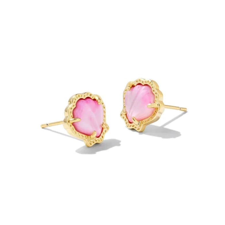 Kendra Scott | Brynne Gold Shell Stud Earrings in Blush Ivory Mother of Pearl