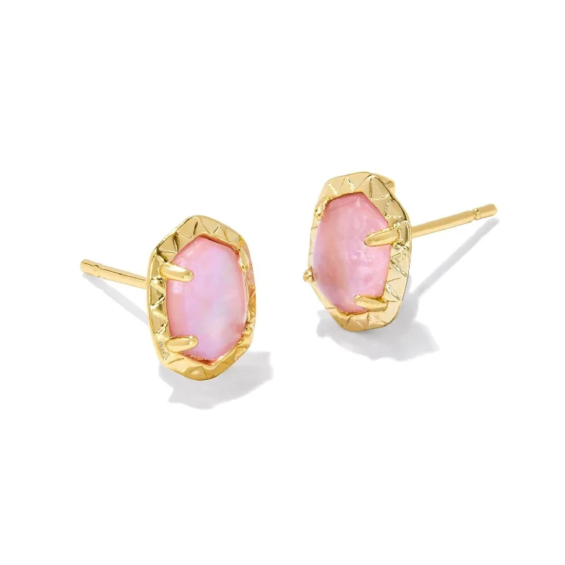 Kendra Scott | Daphne Gold Stud Earrings in Light Pink Iridescent Abalone