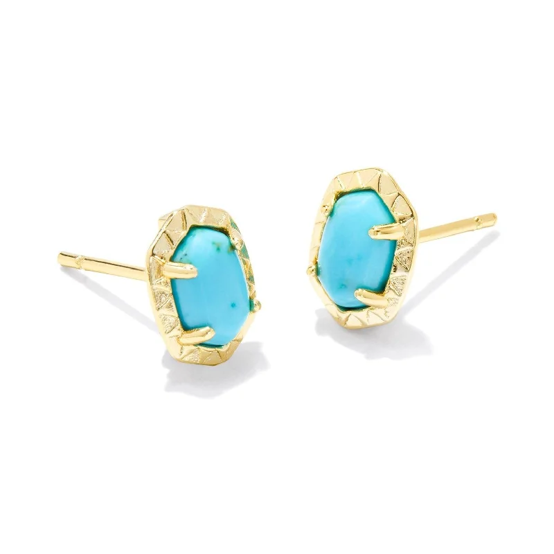 Kendra Scott | Daphne Gold Stud Earrings in Variegated Turquoise Magnesite