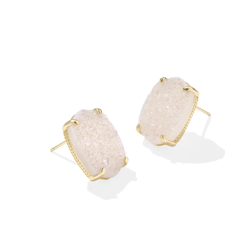 Kendra Scott | Daphne Large Gold Stud Earrings in Iridescent Drusy