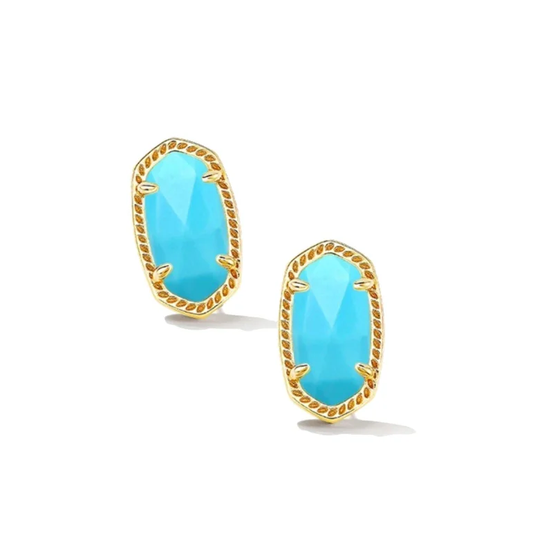 Kendra Scott | Ellie Gold Stud Earrings in Variegated Turquoise Magnesite