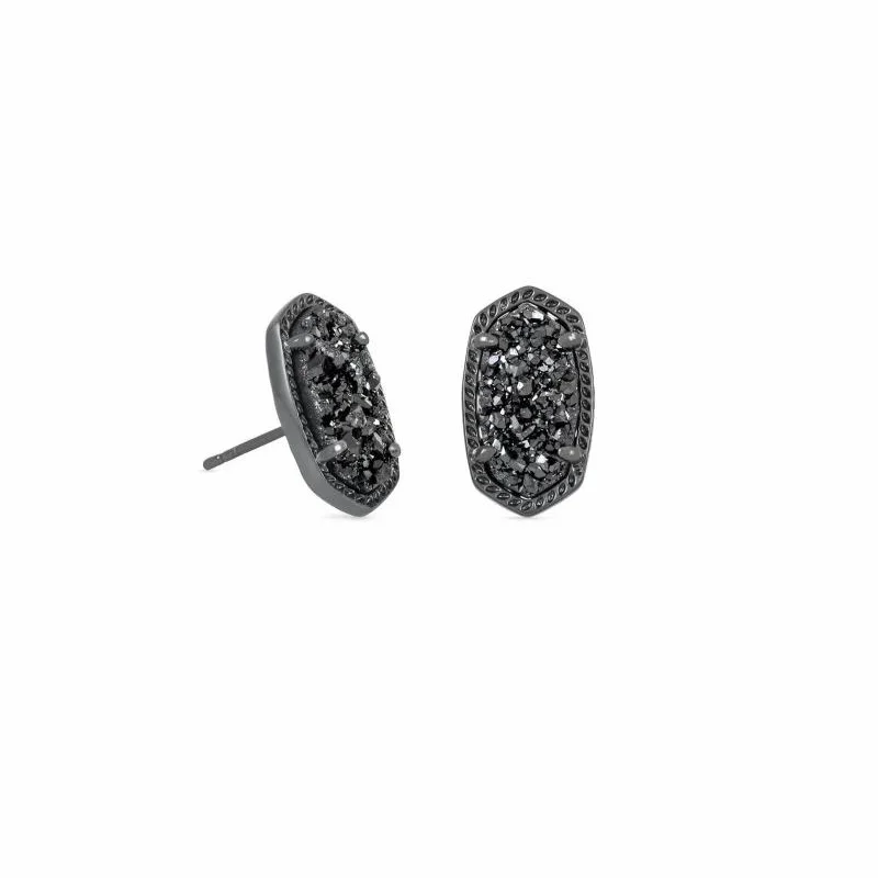 Kendra Scott | Ellie Gunmetal Stud Earrings in Black Drusy