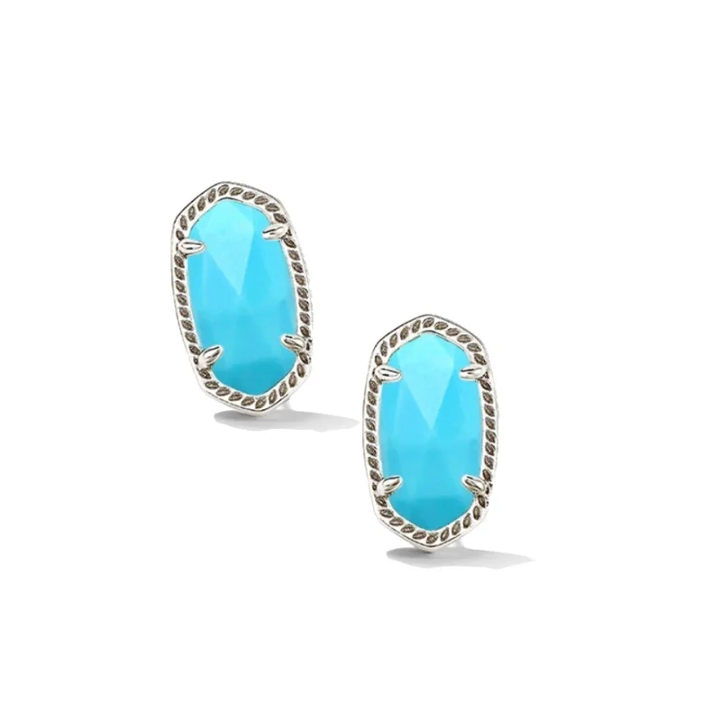 Kendra Scott | Ellie Silver Stud Earrings in Variegated Turquoise Magnesite