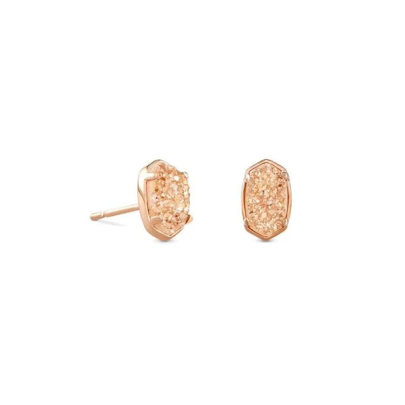 Kendra Scott | Emilie Rose Gold Stud Earrings in Sand Drusy