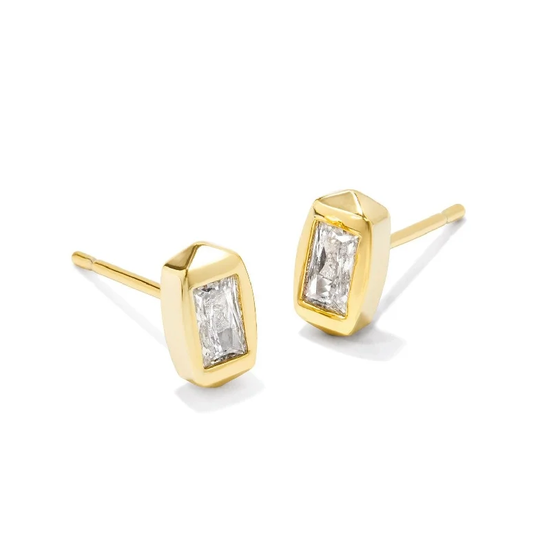 Kendra Scott | Fern Gold Crystal Stud Earrings in White Crystal