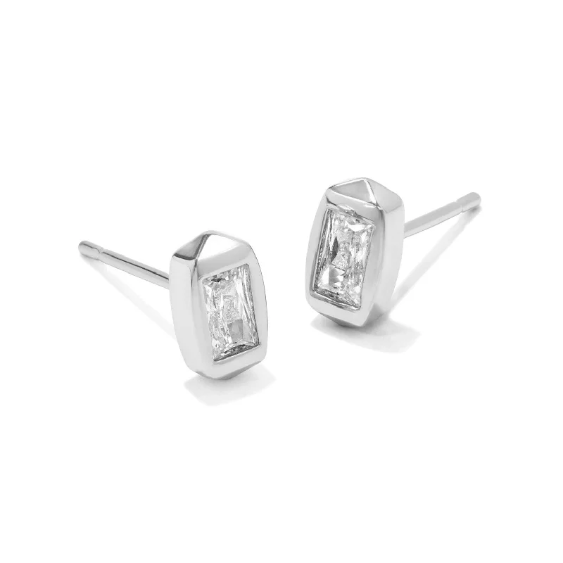 Kendra Scott | Fern Silver Crystal Stud Earrings in White Crystal