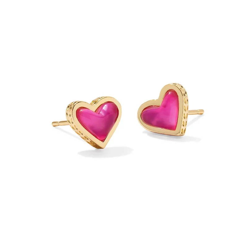 Kendra Scott | Framed Ari Heart Gold Stud Earrings in Azalea Illusion