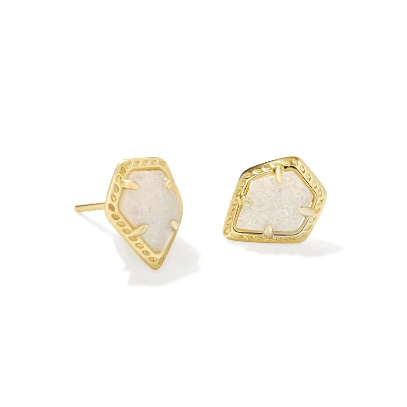 Kendra Scott | Framed Tessa Gold Stud Earrings in Iridescent Drusy