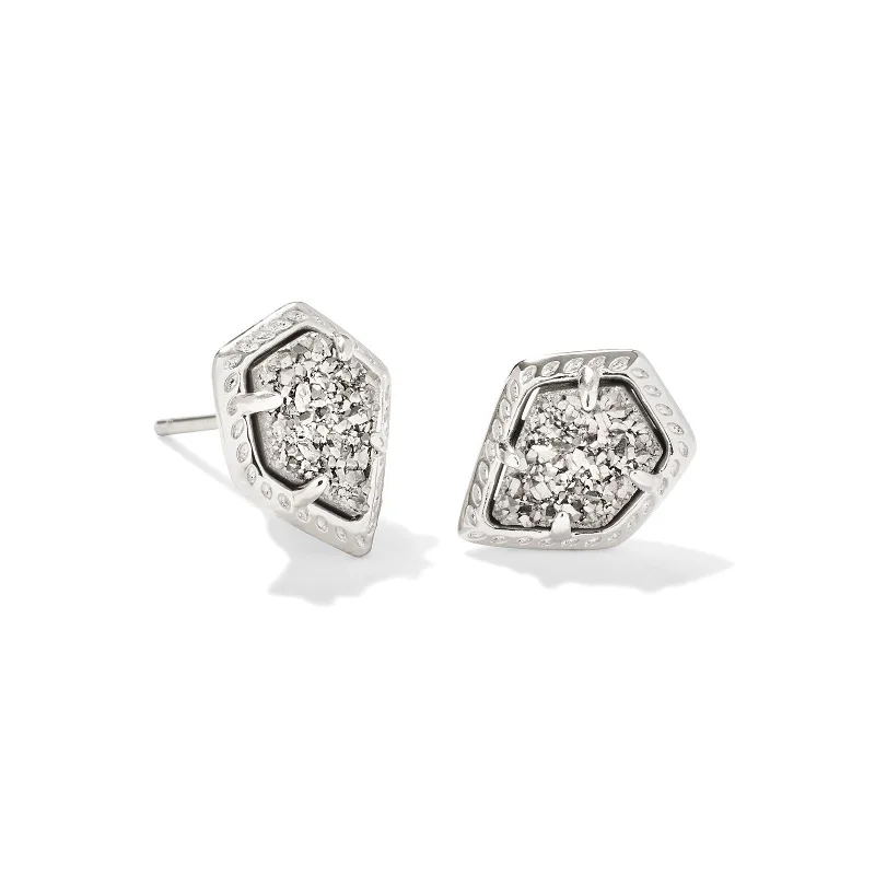 Kendra Scott | Framed Tessa Silver Stud Earrings in Platinum Drusy