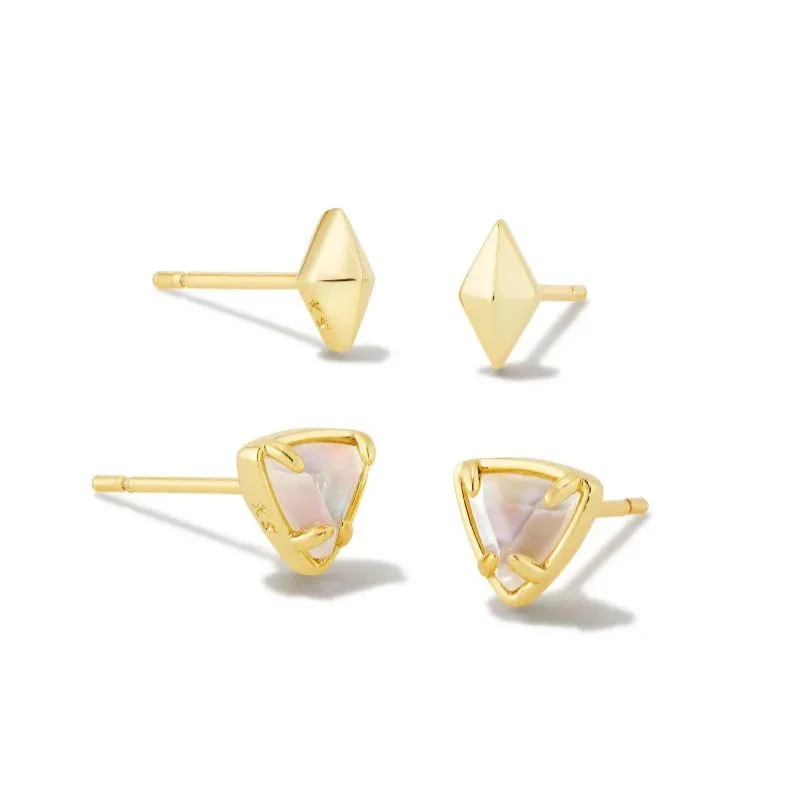 Kendra Scott | Greta Gold Stud Earrings Set of 2 in Ivory Mother-of-Pearl