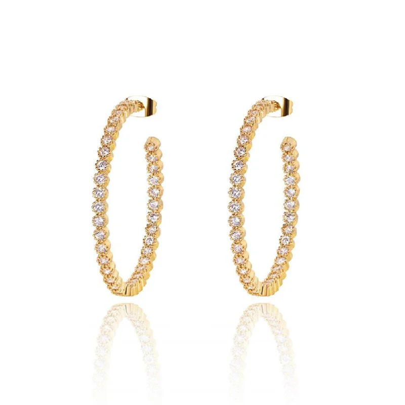 Gold Crystal Hoop Earrings