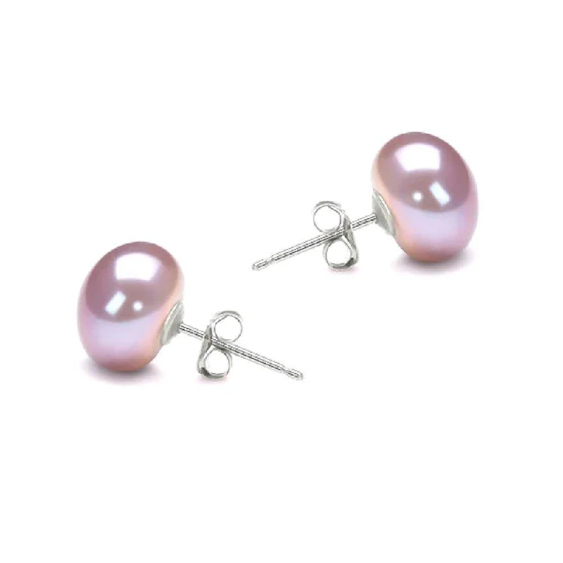 Lavender Freshwater Pearl Stud Earrings Sterling Silver Plated 6-7mm/Lavender/Silver