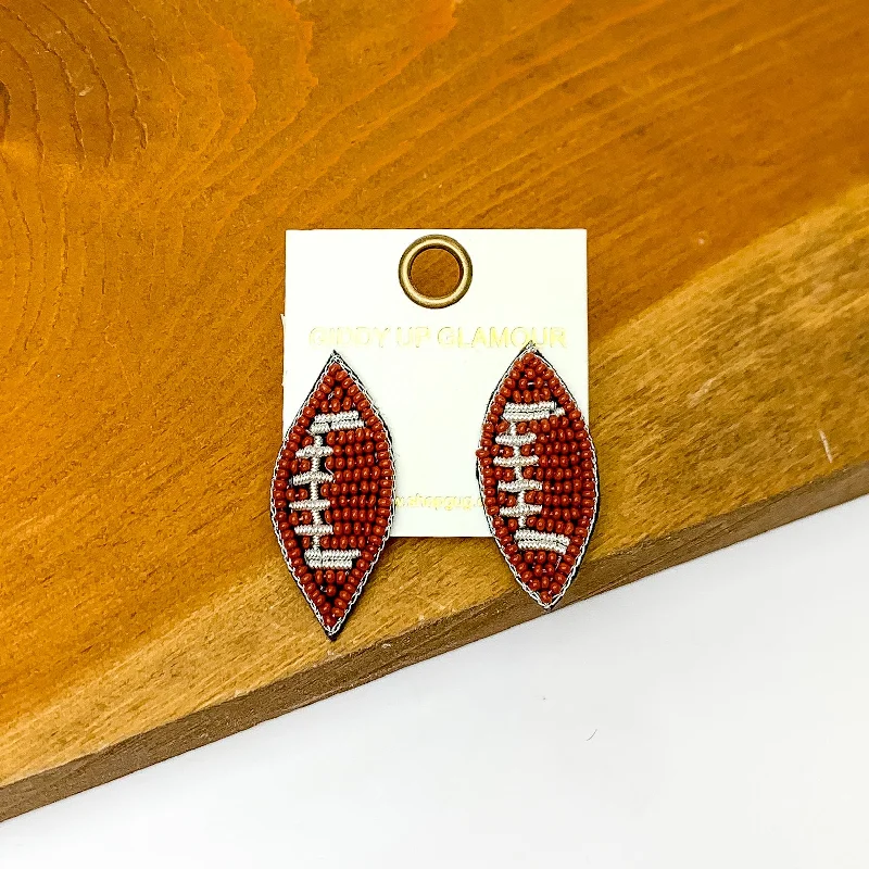 Let's Get Sporty Seed Bead Football Stud Earrings