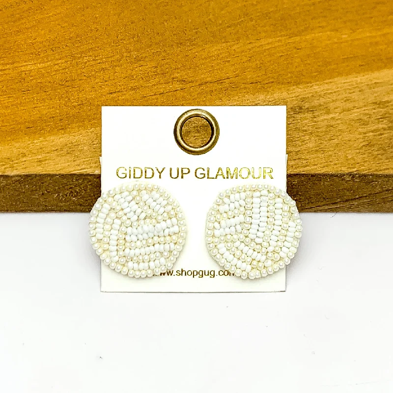 Let's Get Sporty Seed Bead Volleyball Stud Earrings