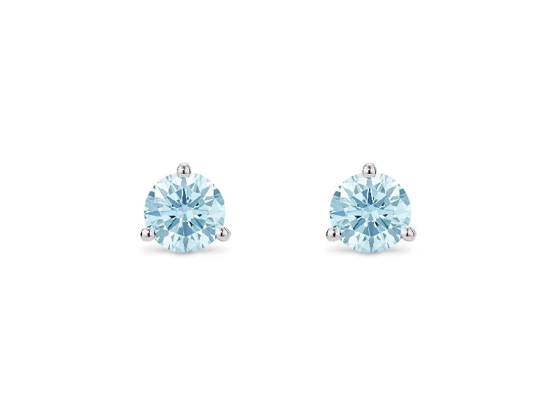 LIGHTBOX Lab-Grown Diamond 1ct twt Blue Round Brilliant Solitaire Studs set in 14k gold