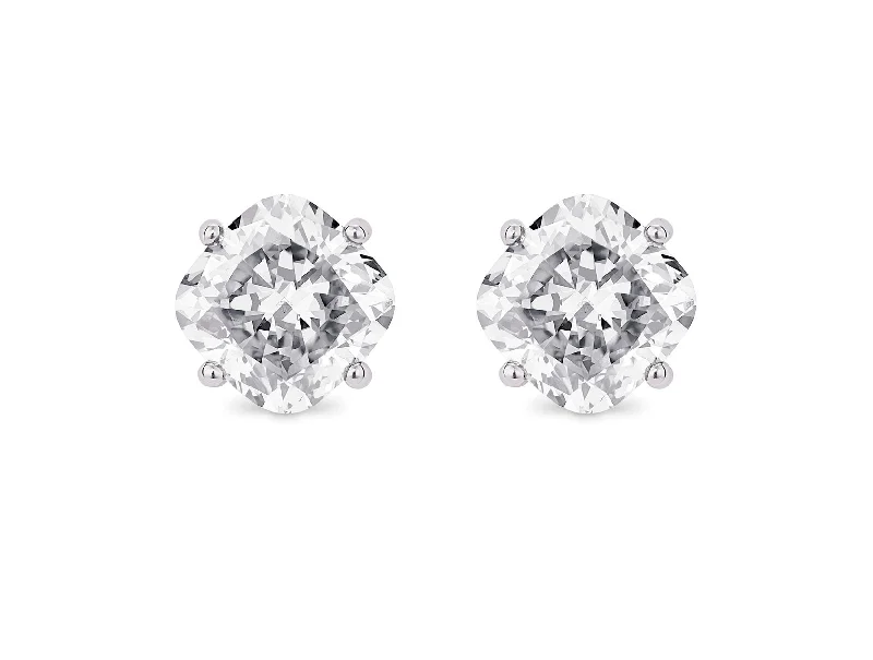 LIGHTBOX Lab-Grown Diamond 2ct twt Cushion Solitaire Studs, 14k gold