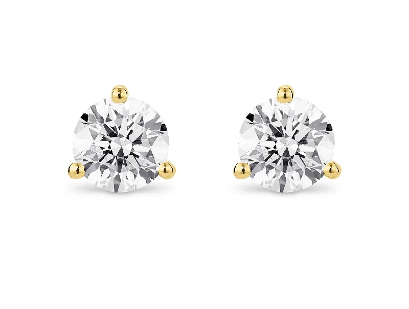 LIGHTBOX Lab-Grown Diamond 2ct twt Round Brilliant Solitaire Studs set in 14k yellow gold