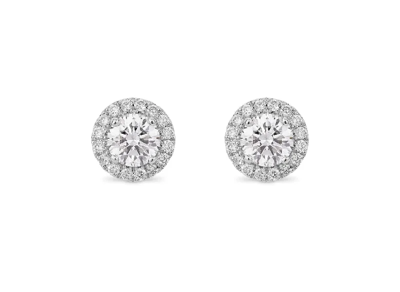 LIGHTBOX Lab-Grown White Diamond 1ct twt Halo Studs set in 14k gold