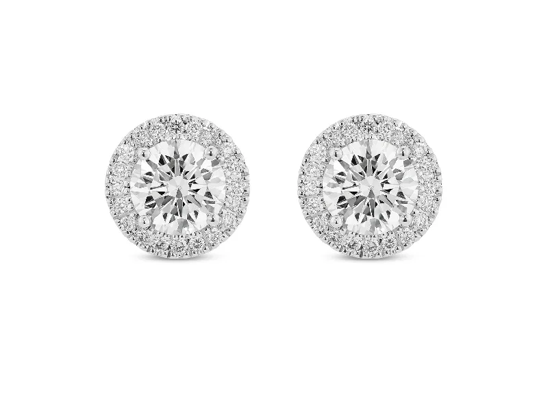 LIGHTBOX Lab-Grown White Diamond 2ct twt Halo Studs set in 14k gold