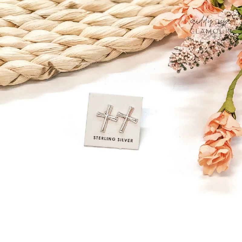 Lorraine Chee | Navajo Handmade Sterling Cross Stud Earrings