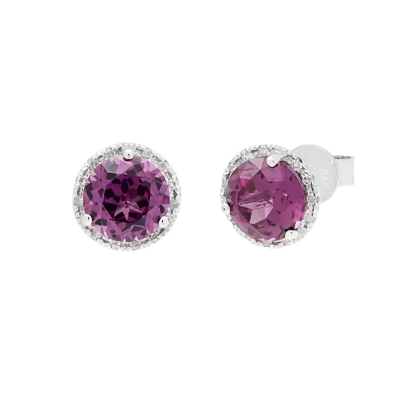 Madison L Created Alexandrite Halo Earrings in 14kt White Gold with Diamonds (1/20 ct tw)