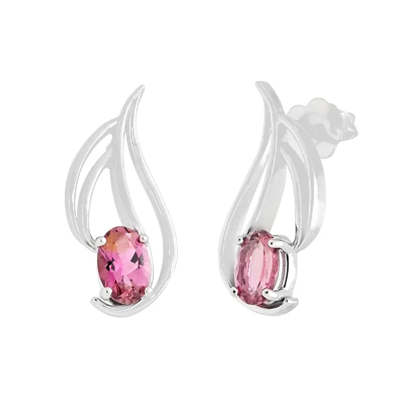 Maine Pink Tourmaline Earrings in 14kt White Gold