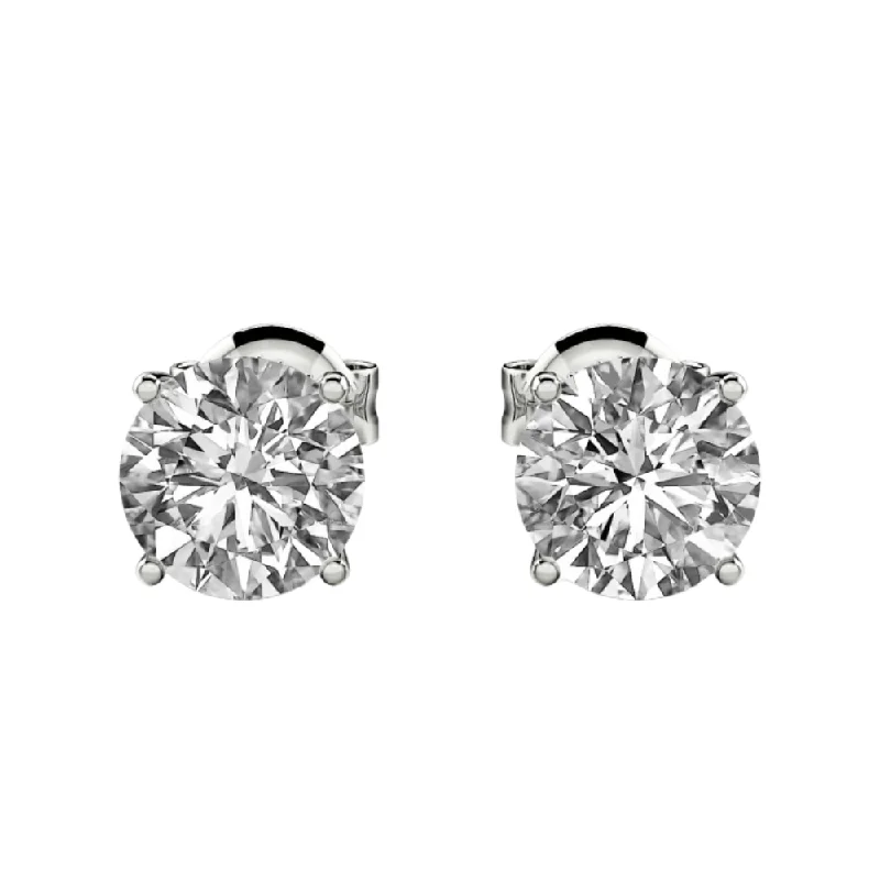 Men's Silver Classic Diamond Stud Earrings