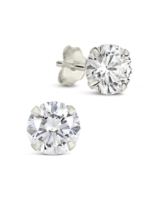 Men's Sterling Silver Statement CZ Stud Earrings