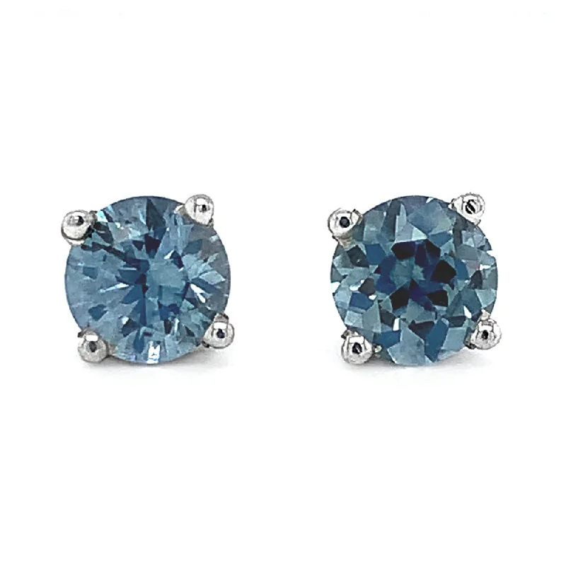 Montana Sapphire White Gold Basket Stud Earrings - "Frost"