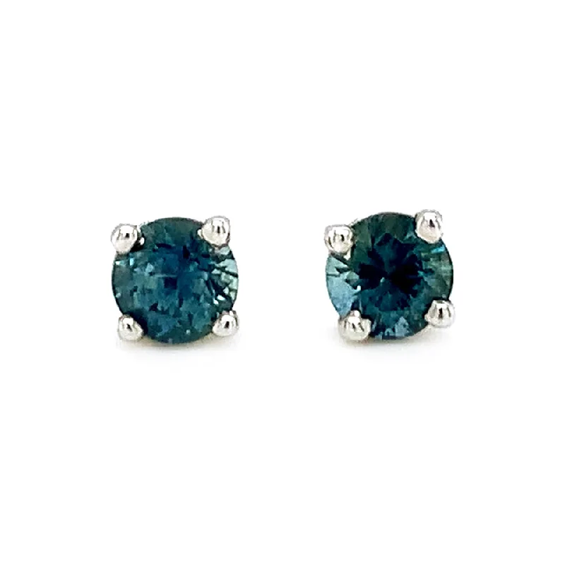 Montana Sapphire White Gold Stud Earrings - "Flathead"