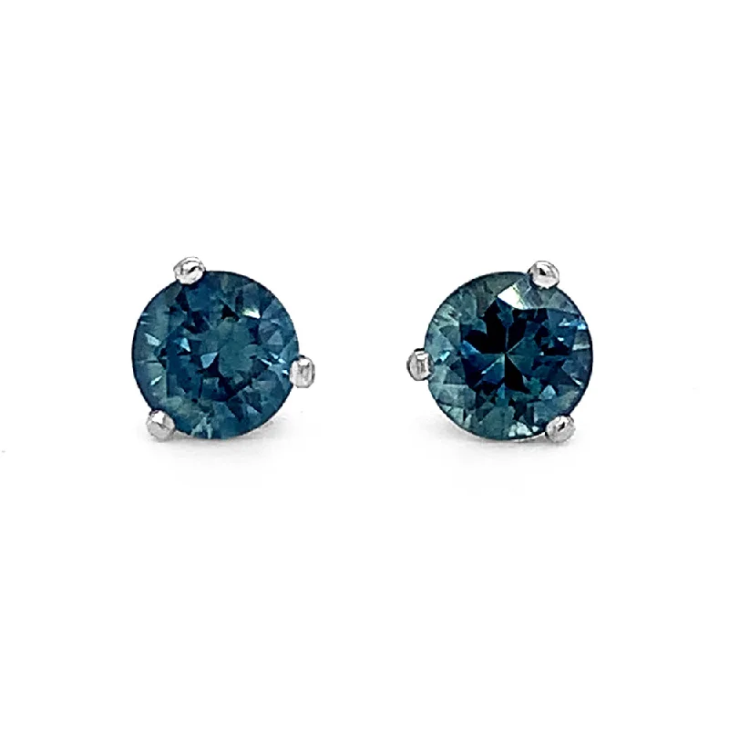 Montana Sapphire & White Gold Stud Earrings - "Neptune's Gaze"