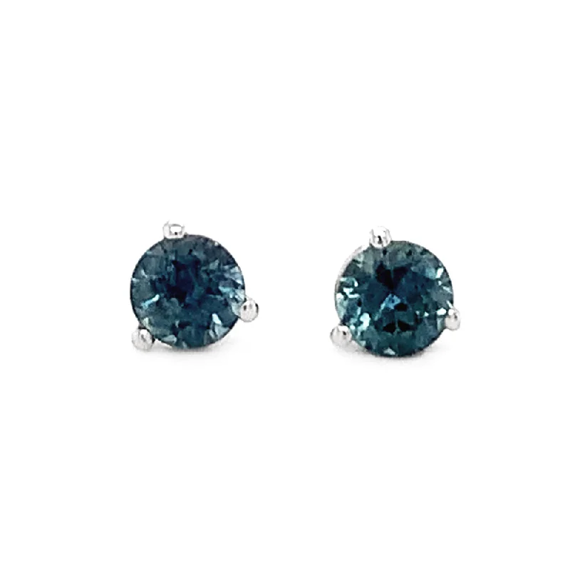 Montana Sapphire & White Gold Stud Earrings - "Ocean Depths"