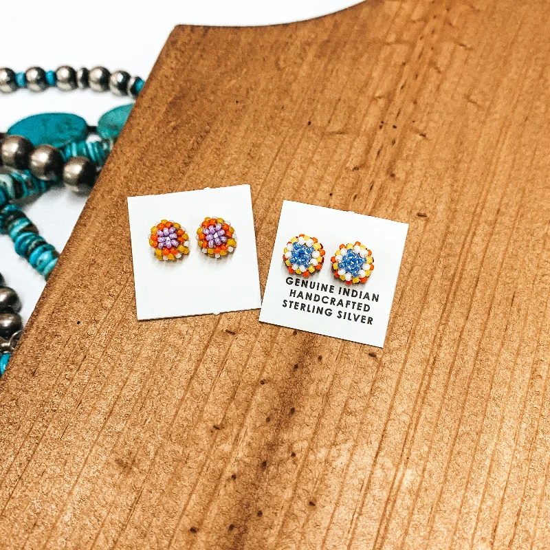 Navajo | Navajo Handmade Beaded Stud Earrings in Pastels