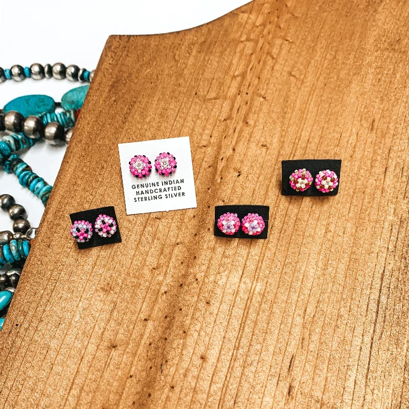 Navajo | Navajo Handmade Beaded Stud Earrings in Pinks