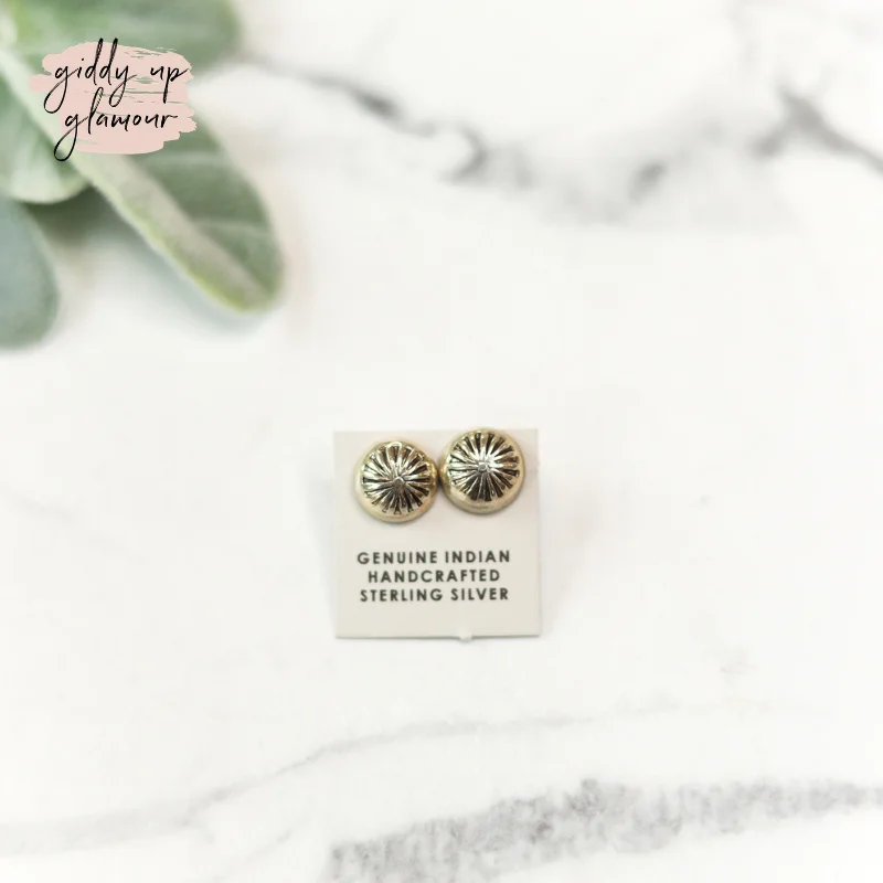 Navajo | Navajo Handmade Sterling Silver Small Concho Stud Earrings