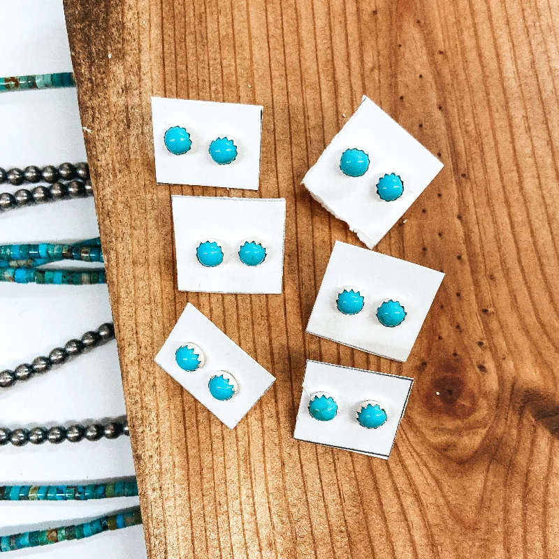 Navajo | Navajo Handmade Sterling Silver and Turquoise Stud Earrings