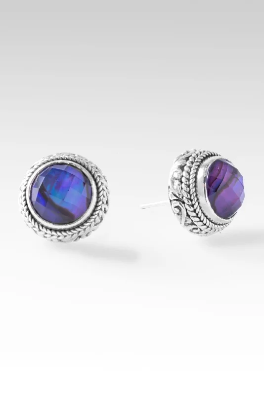 Regal Devotion Earrings™ in Royal Purple Abalone Quartz Triplet