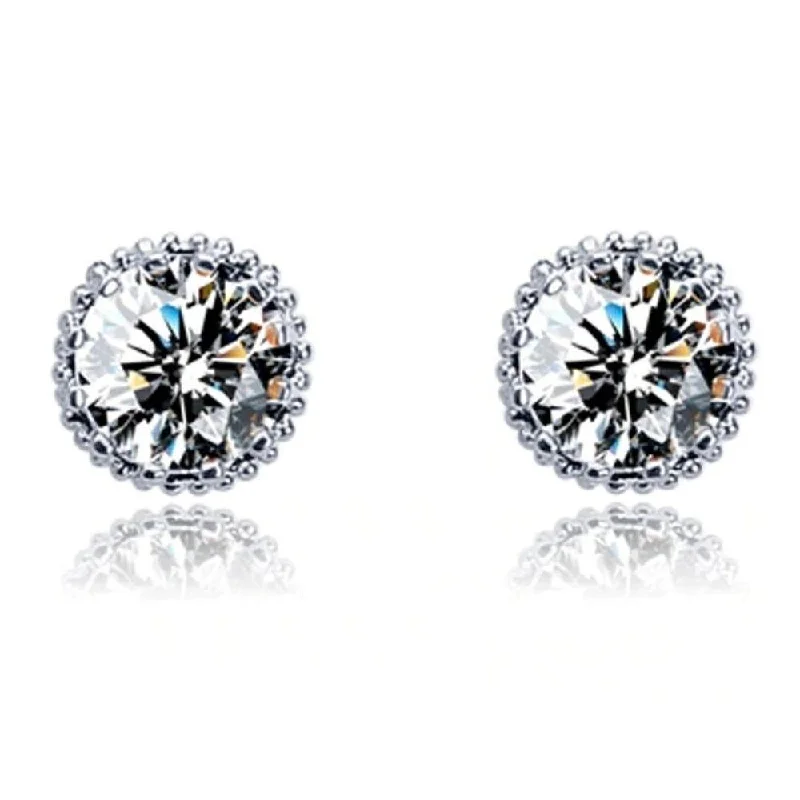 One Carat Cubic Zirconia Stud Earrings