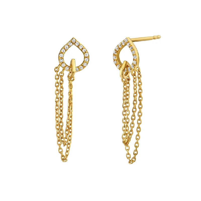 14K Yellow Gold Dangle Natural Diamonds Earrings