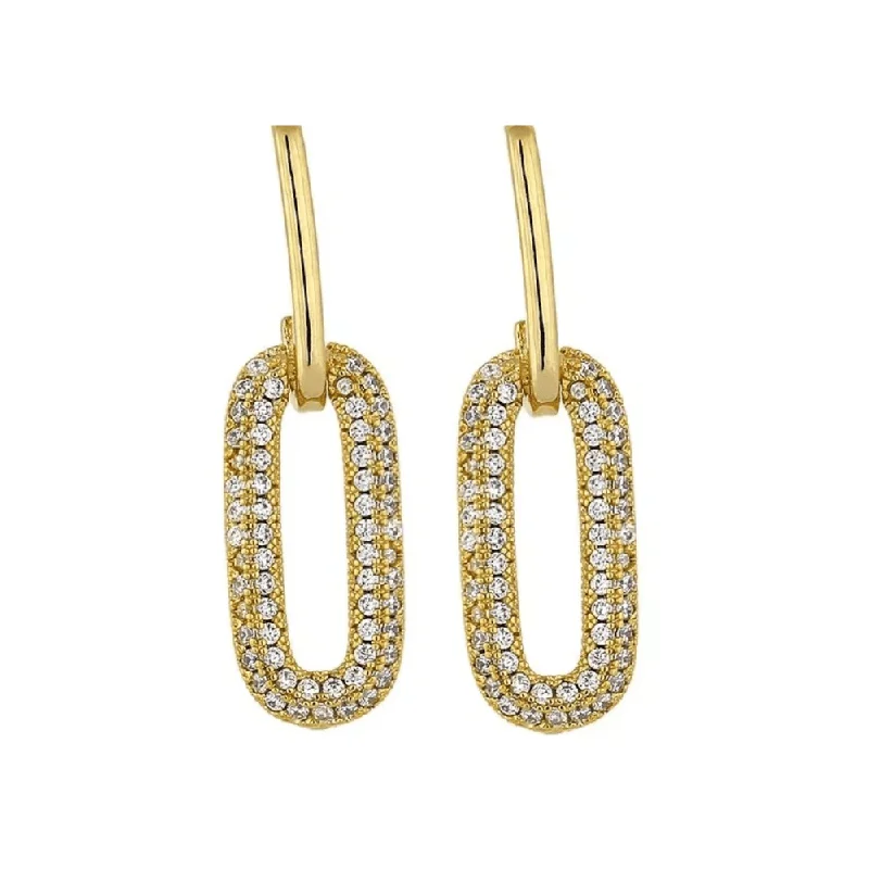 Oval Geometric Cubic Zirconia Drop Dangle Earrings